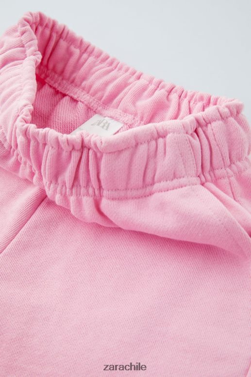 ropa cl Zara niños pantalon basico de felpa rosa JJ06N41529