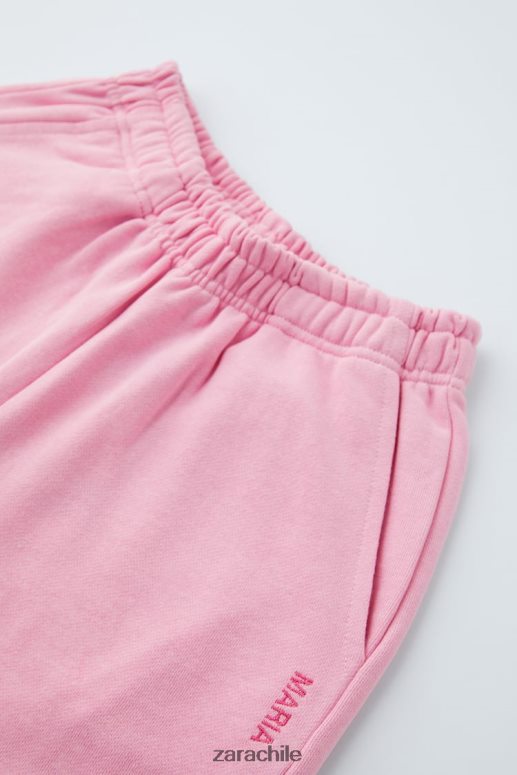 ropa cl Zara niños pantalon basico de felpa rosa JJ06N41529