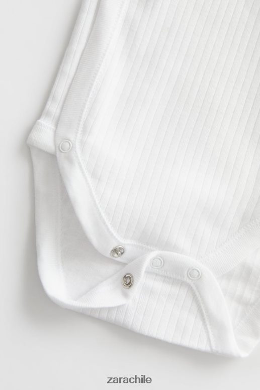 ropa cl Zara niños paquete de tres bodis con sobrepelliz de manga corta blanco JJ06N41575