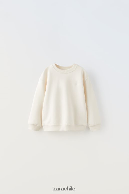 ropa cl Zara niños sudadera bordada crudo JJ06N41565