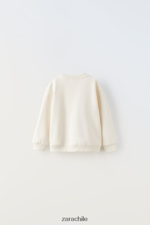 ropa cl Zara niños sudadera bordada crudo JJ06N41565