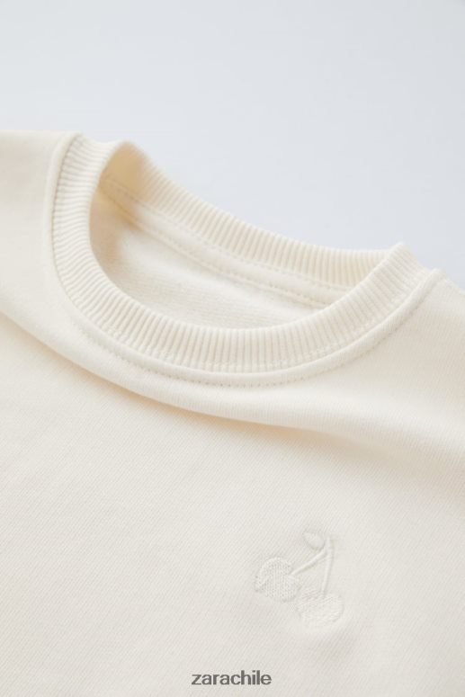 ropa cl Zara niños sudadera bordada crudo JJ06N41565