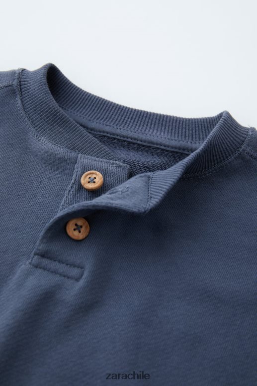 ropa cl Zara niños sudadera con botones azul JJ06N41552