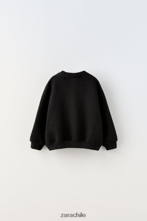 ropa cl Zara niños sudadera con piezas negro JJ06N41554