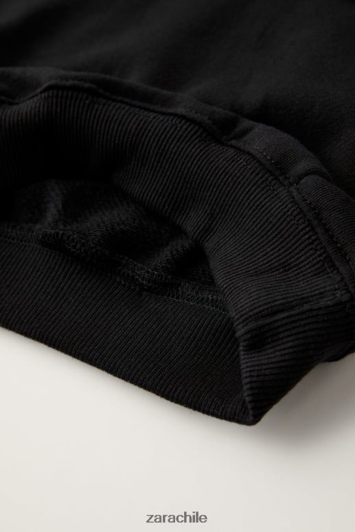 ropa cl Zara niños sudadera con piezas negro JJ06N41554