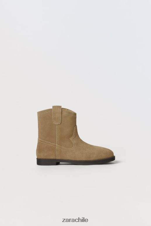 calzado cl Zara niños botines cowboy de piel beige JJ06N41616